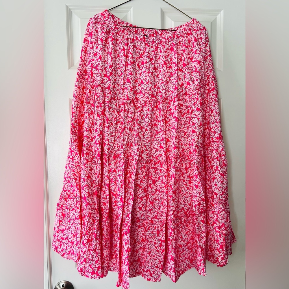 1. State Vibrant Pink Floral Maxi Skirt